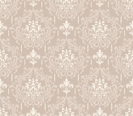 Background with seamless pattern: damask wallpaper in Asian style, vector image