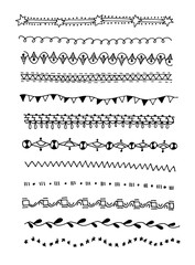 hand drawing doodle page divider set decoration, vintage line border design template