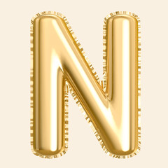 Obraz premium Golden color balloon letter N