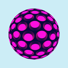 optical illusion dotted sphere pop fuchsia blue
