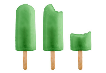 mint bitten ice lolly, isolated on white background