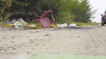 Garbage on the side of the road 