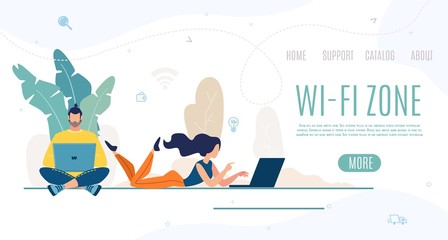 Modern City Park with Wi-Fi Zone Vector Web Banner