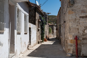 Street in the old town of Yenifoca. Foca is a town and district in Turkey's Izmir Province on the Aegean coast.