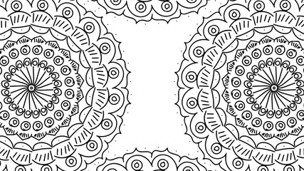 Black and White Mandala Pattern Decorative Ornament in Ethnic Oriental Style Unusual Flower Shape for Web Design Print Tattoo Coloring Book