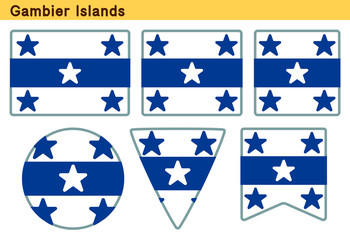「ガンビエ諸島の旗」6個の形のアイコンデザイン