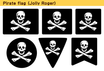 「海賊旗（Jolly Roger）」6個の形のアイコンデザイン