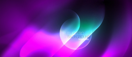 Neon glowing techno lines, hi-tech futuristic abstract background template