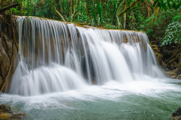 Erawan waterfall in rainny season