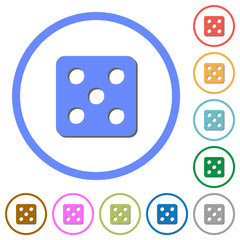 Dice five icons with shadows and outlines