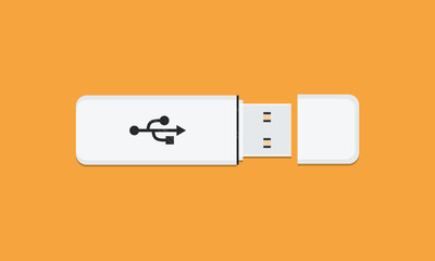 Vector USB flash memory stick with connection mark