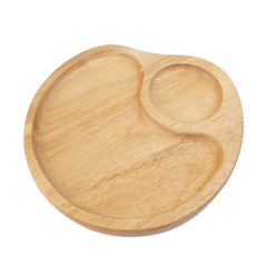 wooden plate for food isolated on white background.concept Handcraft cooking utensils
