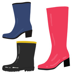 vector set of waterproof rubber boots