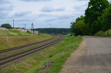 Railway Vitebsk (railroad tracks). Outskirts of Vitebsk, Belarus, 2019
