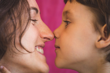 Portrait of a boy with mom.