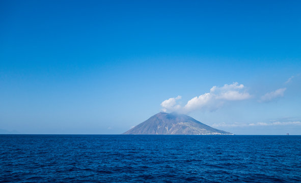 Stromboli volcano and sea