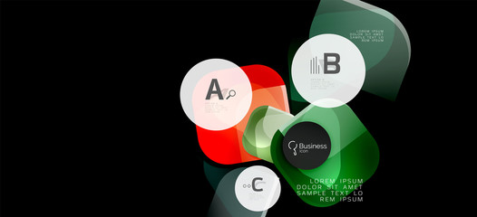 Retro colorful geometric background - circles on black, great design for any purposes. Creative minimal concept