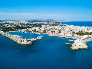 Fototapeta premium Mandraki port Rhodes city, Greece