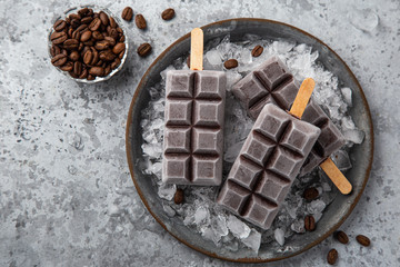 chocolate and coffee ice cream popsicles