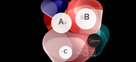 Retro colorful geometric background - circles on black, great design for any purposes. Creative minimal concept