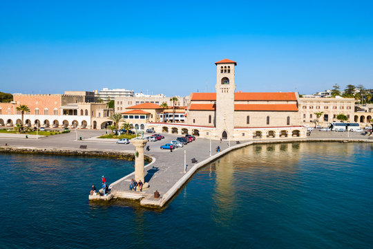 Rhodes Colossus And Evangelismos Church