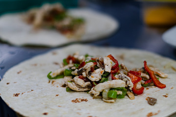 Preparation of quesadilla wrap different phases