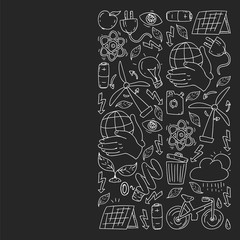 Vector logo, design and badge in trendy drawing style - zero waste concept, recycle and reuse, reduce - ecological lifestyle and sustainable developments icons.