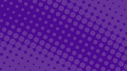 Purple retro comic pop art background with halftone dots design, vector illustration template