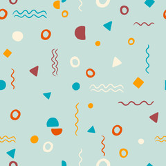 Colorful abstract pattern. Repeat pattern of soft, colors and geometric figures.