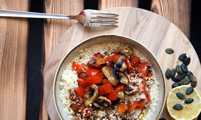 arabian bulgur with bright red paprika