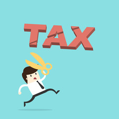 business man with tax deduction concept.
