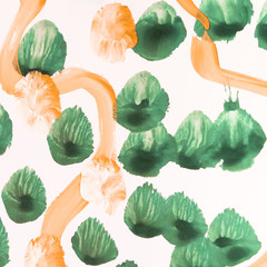 Green dots and orange lines painting