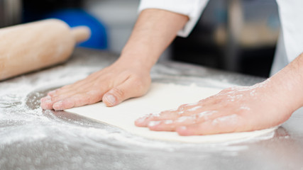 Rolling Pin on Floured Background pizza making