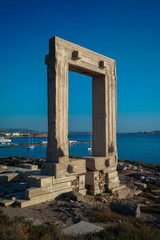 The ancient mycenean archaeological temple site in Naxos