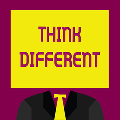 Conceptual hand writing showing Think Different. Business photo text be unique with your thoughts or attitude Wind of change.