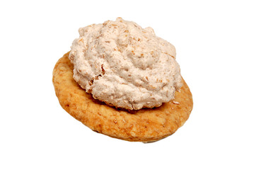 Tasty cookies with meringue isolated on white background