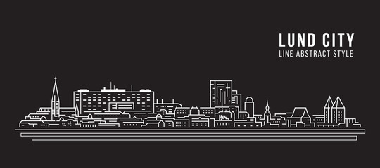 Cityscape Building Line art Vector Illustration design - Lund city