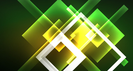 Neon geometric abstract background in hipster style on light background. Space retro design. Color geometric pattern. Square shape abstract background.