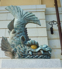 Detail decorative architectural elements. Building Yushukan museumin, Yasukuni Jinja, Tokyo