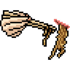 Obraz premium vector pixel art eat noodle