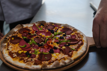 Delicious Pizza on a background
