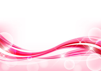 波とシャボン玉のキラキラグラフィック背景（ピンク）