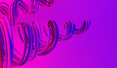 Obraz premium Spiral dynamic wave line abstract purple pink gradient background. 3D rendering illustration.