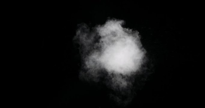 White spray gas cloud isolated on black background