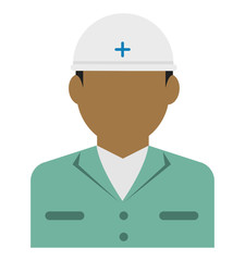 Young male worker avatar flat illustration (upper body) / blue collar worker, rescue worker