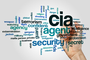 CIA word cloud concept on grey background