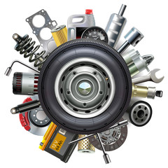 Vector Wheel with Car Spares