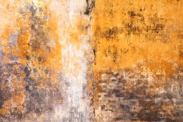Texture of yellow aged wall close-up. Grunge