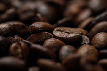 close up view of delicious fresh coffee grains