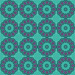 Seamless pattern mandala round graphic ornament stylish background, repeating texture circles